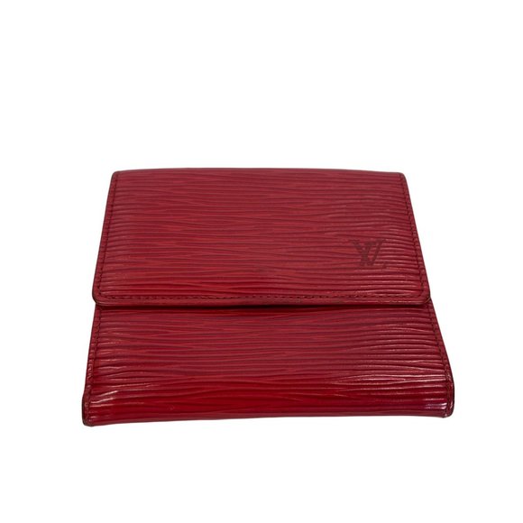 Authentic Louis Vuitton Wallet Credit Epi Porte Feiulle Elise Red Leather Trifol - Picture 3 of 9